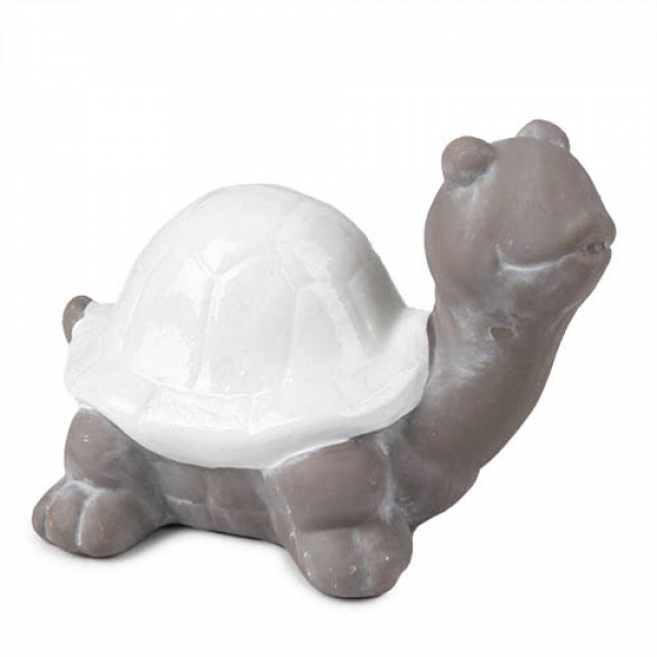 Deko Beton-Look Schildkröte Mila in Grau/Weiß, 12 cm.