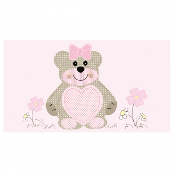 20 Namenskärtchen Taufe, Teddybär in Rosa, 45 mm.