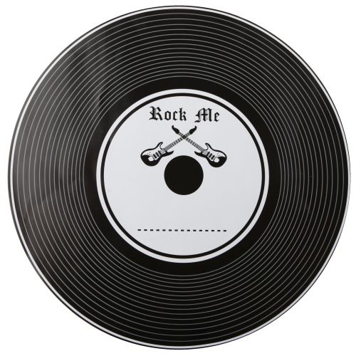 6 Tischsets Vinyl, Schallplatte, 80er Party in Schwarz/Weiß, 34 cm.