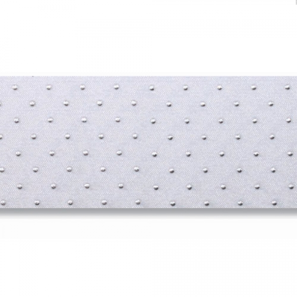 20 Meter Organza Tischband, Hochzeit, Crystal, Punkte in Silber, 40 mm