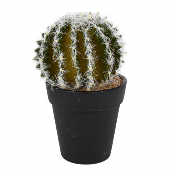 Kunst Kaktus rund im Töpfchen, 15 cm.