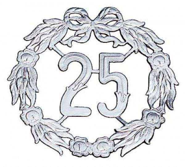 Jubiläumskranz 25, Silberne Hochzeit, 18 cm.