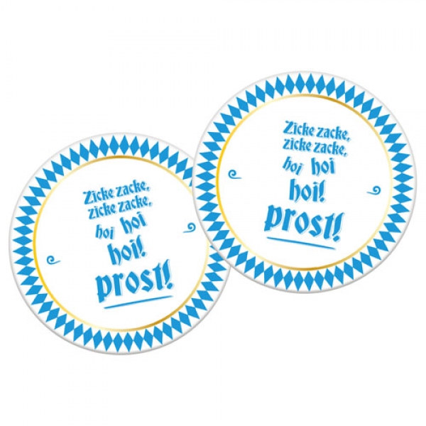 6 Bierdeckel Bierfest, Bayrische Raute in Blau/Weiß, 10 cm.
