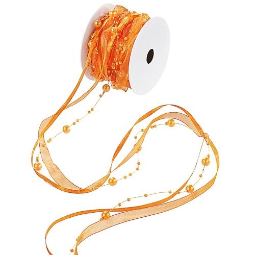 10 Meter Trendy Perlen Tischband in Orange.