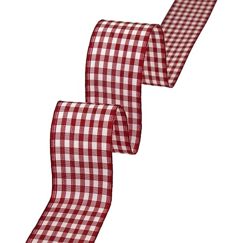20 Meter Tischband, Dekoband Vichy, Karo in Bordeaux/Creme, 40 mm.