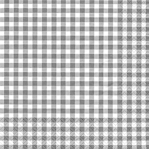 20er Pack Servietten Karo in Grau, 33 x 33 cm.