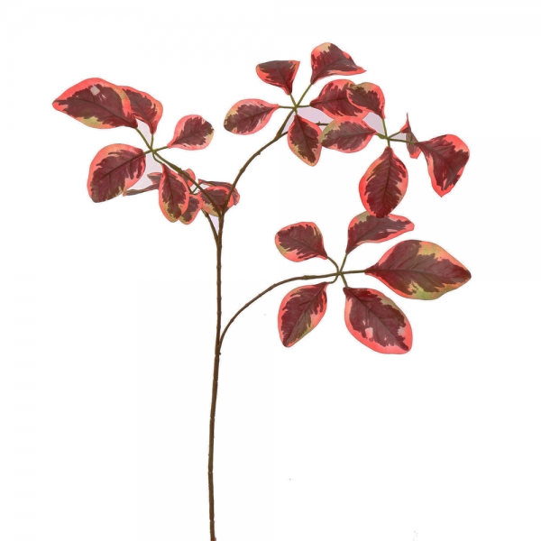 Kunstblume Blätterzweig in Rot-Braun, 72 cm.