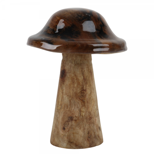 Deko Holz Pilz in Braun, 12 cm.