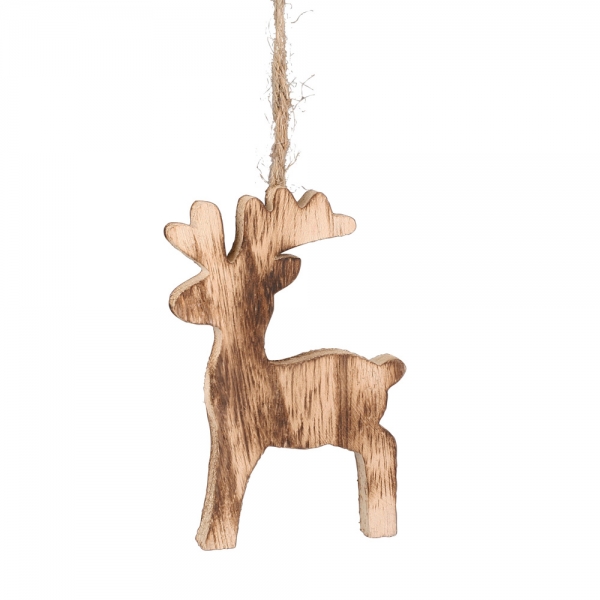 Holz Christbaumschmuck, Hirsch zum Aufhängen, 11 cm.