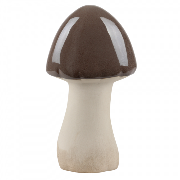 Großer Porzellan Pilz mit Hut in Braun glasiert,19 cm.