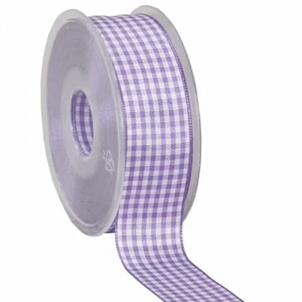 25 Meter Tischband, Dekoband Vichy, Karo in Lavendel/Weiß, 40 mm.