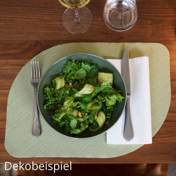 Dekobeispiel Bio Dunicel® Tischsets Stucco in Pistachio Green, 28 x 38 cm.