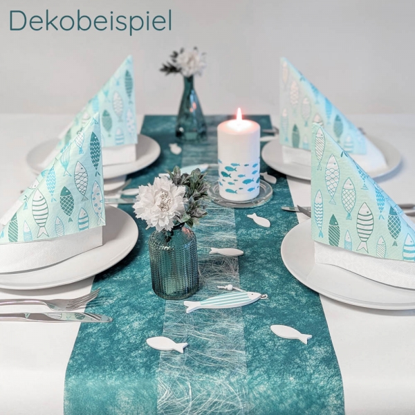 Dekobeispiel Tischdeko Paket Fische Petrol-Mint