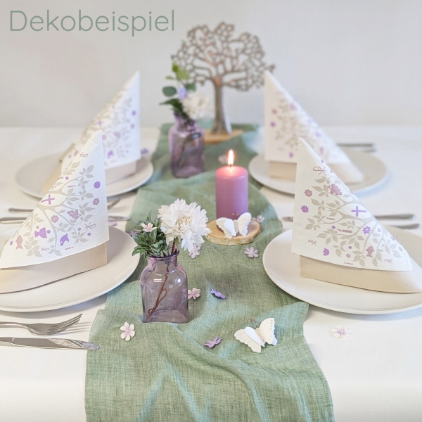 Dekobeispiel Kommunion Konfirmation Tischläufer eukalyptus
