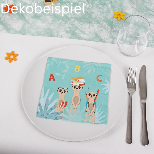 Dekobeispiel mit dem Tischdeko Paket Einschulung, Schulanfang, Schuleinführung