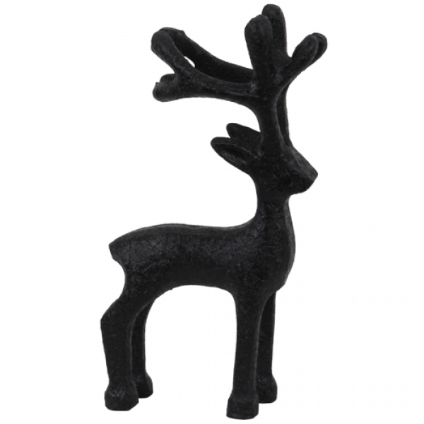 Metall Hirsch, abstrakt, in Schwarz matt, Weihnachten, 14,5 cm.