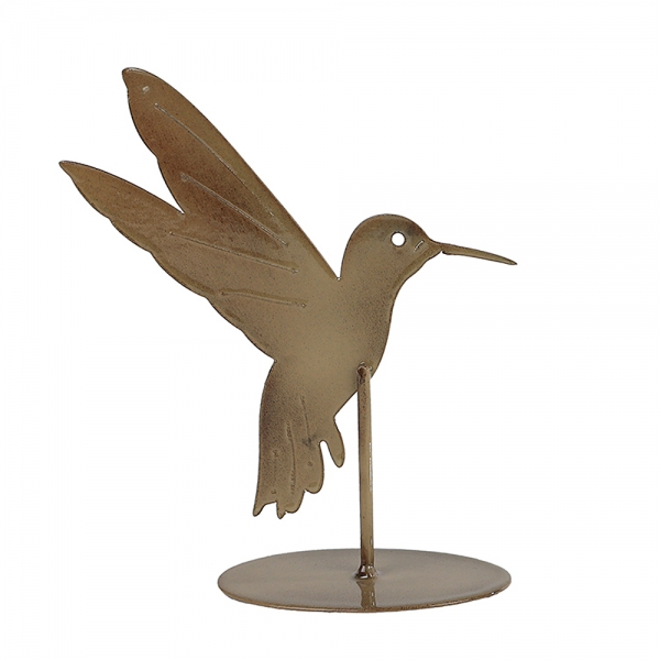 Dekofigur Metall Kolibri in Beige, 14 cm.