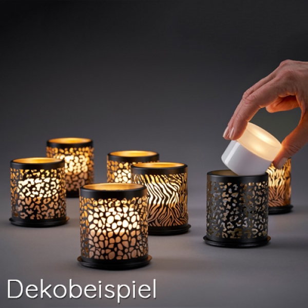 Dekobeispiel - Duni Metall Kerzenhalter Safari Leopard in Schwarz, 75 mm