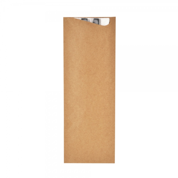 Duni Bestecktaschen Sacchetto XL in Eco Brown, mit Zelltuchserviette.