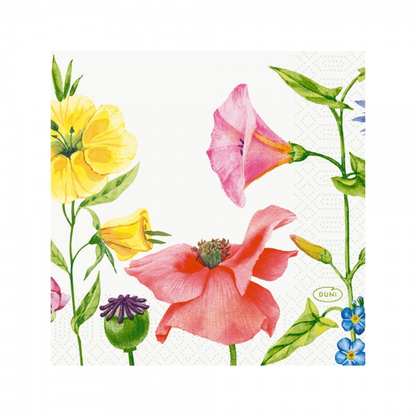 Duni Zelltuch Cocktail-Servietten Flowy Meadow, 24 x 24 cm.