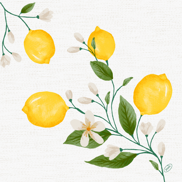 Duni Bio Dunisoft Servietten Lemon Fiesta, 40 x 40 cm.