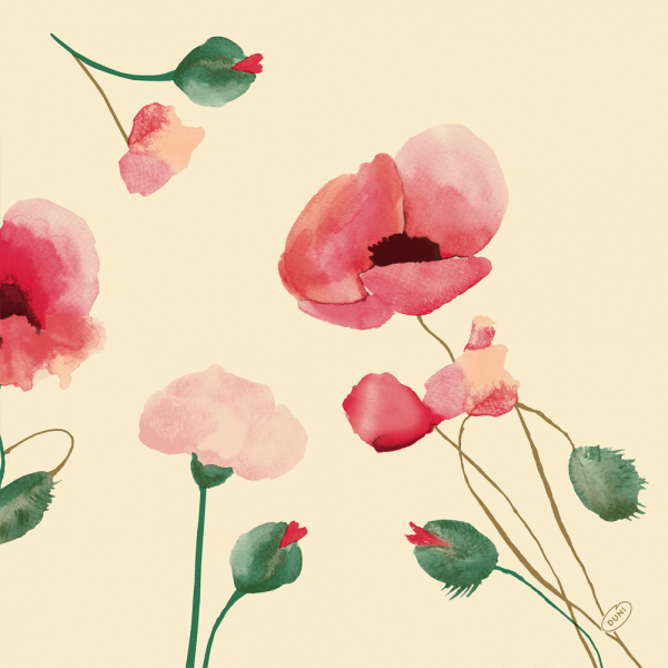 Duni Bio Dunisoft Servietten Poppy Charm, 40 x 40 cm.