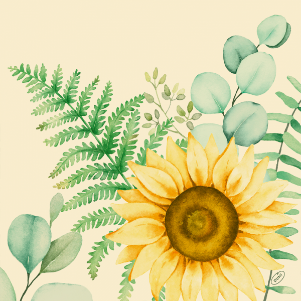 Duni Bio Dunisoft Servietten Sunflower Dreams, 40 x 40 cm.