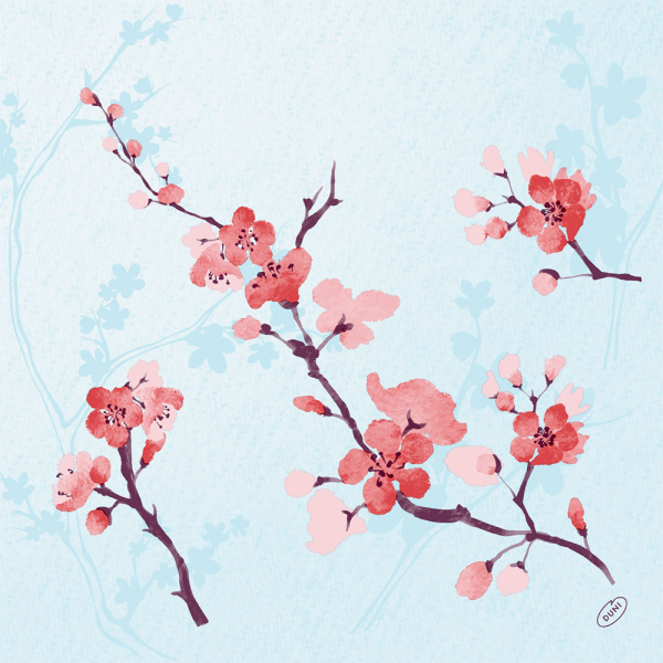 Duni Klassik Servietten Cherry Breeze Blue, 40 x 40 cm.