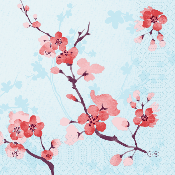 Duni Zelltuch Servietten Cherry Breeze Blue, 33 x 33 cm.