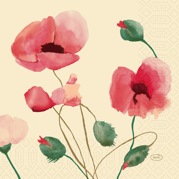 Duni Zelltuch Servietten Poppy Charm, 33 x 33 cm.