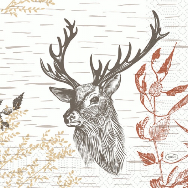 Duni Zelltuch Servietten Wood & Deer, 33 x 33 cm.