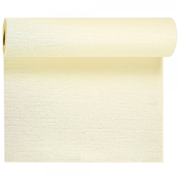 24 Meter Duni Evolin Tischläufer, 40 cm Breite, Tête-à-Tête, wasserabweisend in Cream.