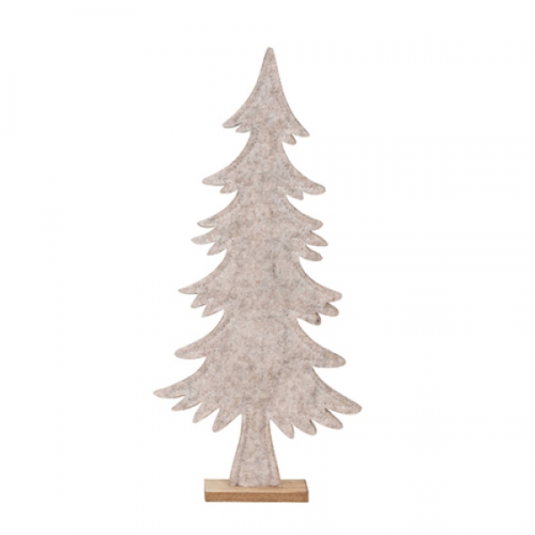 Deko Filz Tannenbaum auf Sockel, in Beige meliert, 39,5 cm.