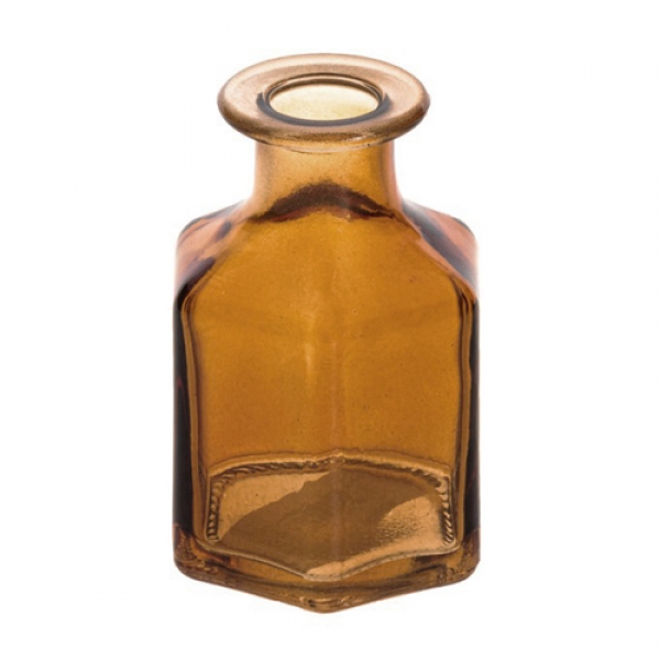 Glas Väschen sechseckig in Braun, 96 mm.