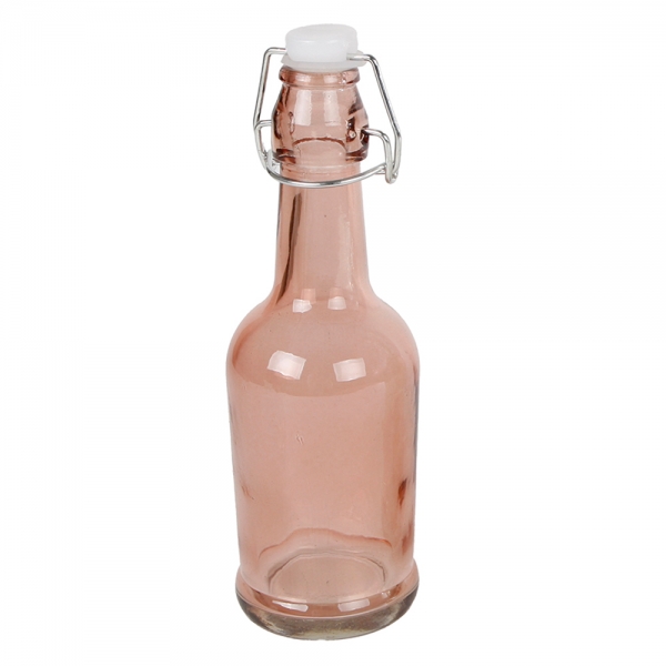Glas Flaschen Vase mit Bügelverschluss in Light Pink, 21 cm.