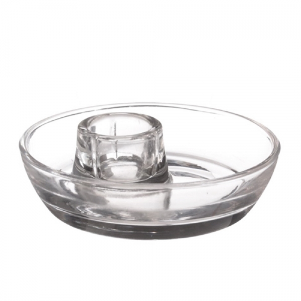 Glas Kerzenhalter, rund für Stabkerzen, Leuchterkerzen, klar, 98 mm.