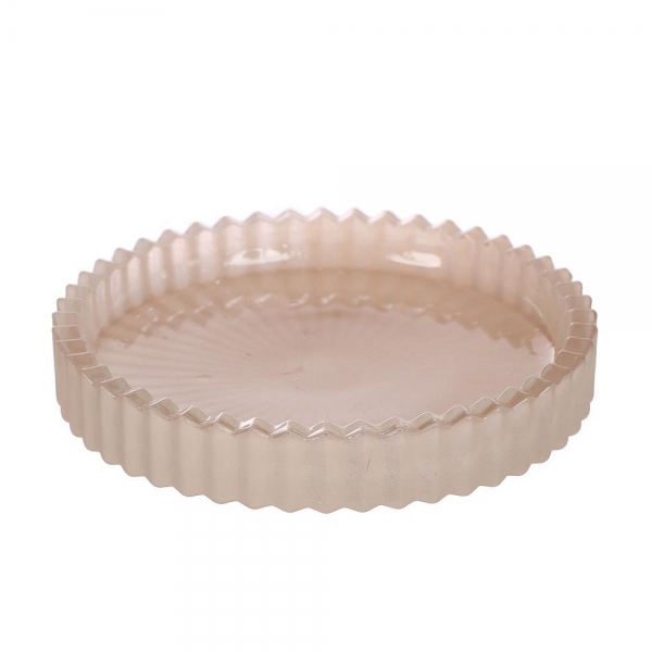 Glas Kerzenteller Elegant mit Rand in Nude matt, 98 mm.