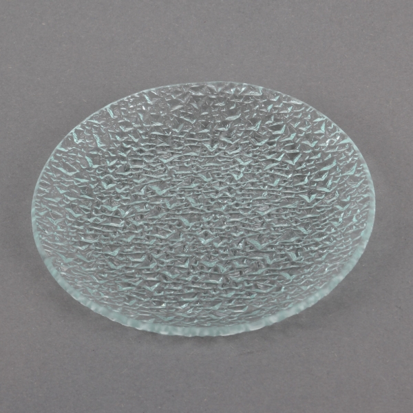 Glas Kerzenteller rund mit Struktur, 11,7 cm.