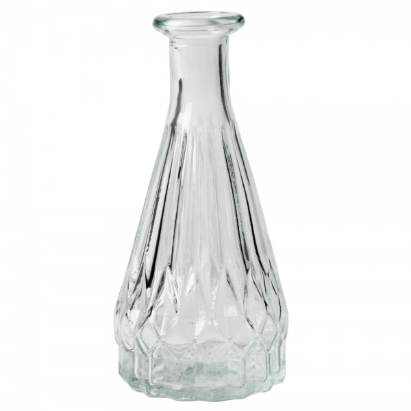 Kleines Glas Flaschen Väschen Vintage, Rochelle, klar, 13 cm.