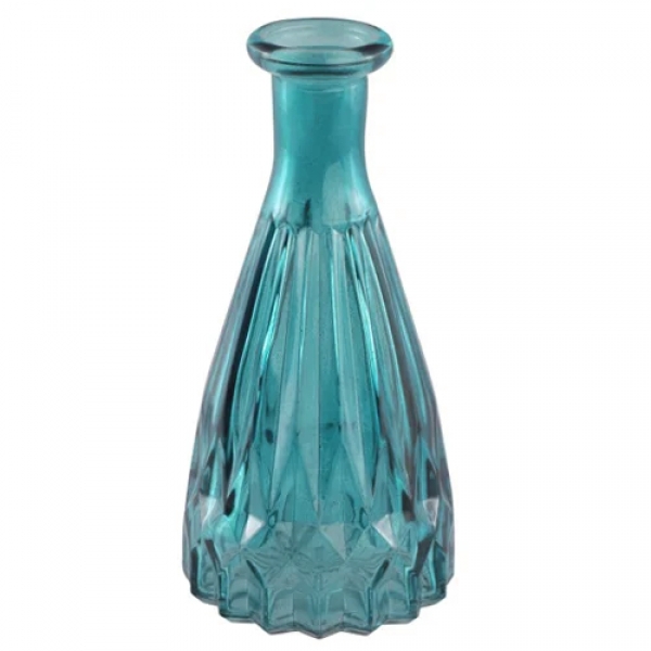 Glas Flaschen Väschen Classy in Petrol, 14,5 cm.