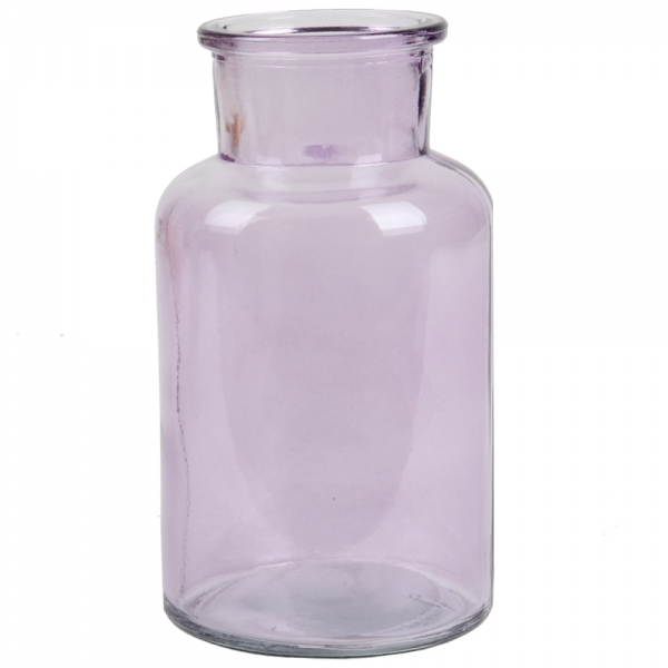 Glas Flaschen Väschen, große Öffnung, in Lila 12,5 cm.