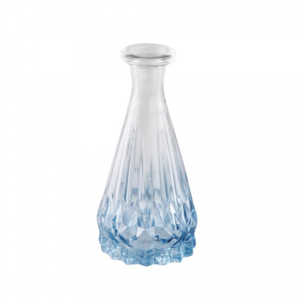 Mini Glas Flaschen Väschen Classy Farbverlauf in Hellblau/Klar, 10,5 cm.