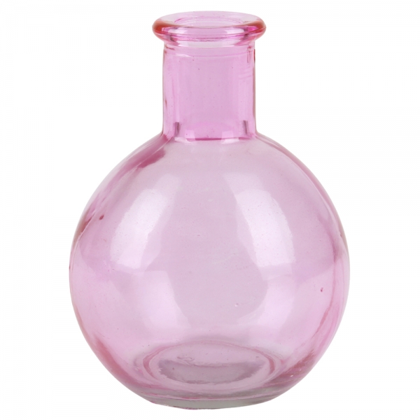 Glas Väschen kugelrund in Rosa, 10 cm.