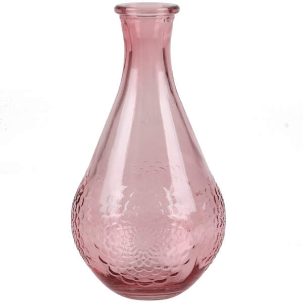 Glas Flaschen Vase Dahlia in Light Pink, 16 cm.
