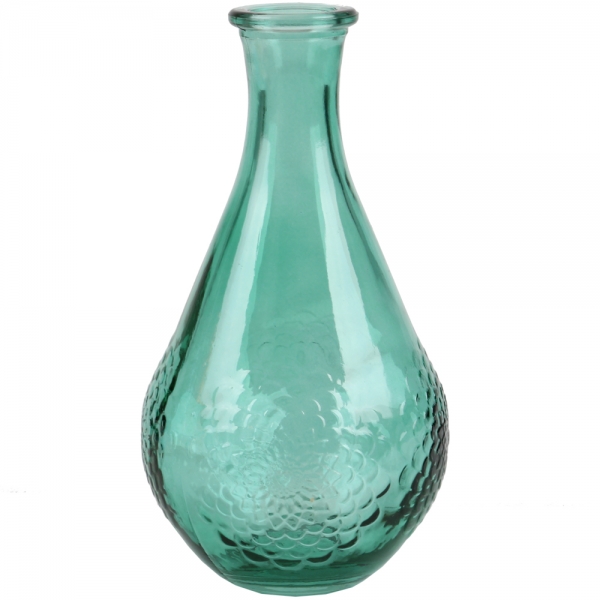 Glas Flaschen Vase Dahlia in Smaragdgrün, 16 cm.