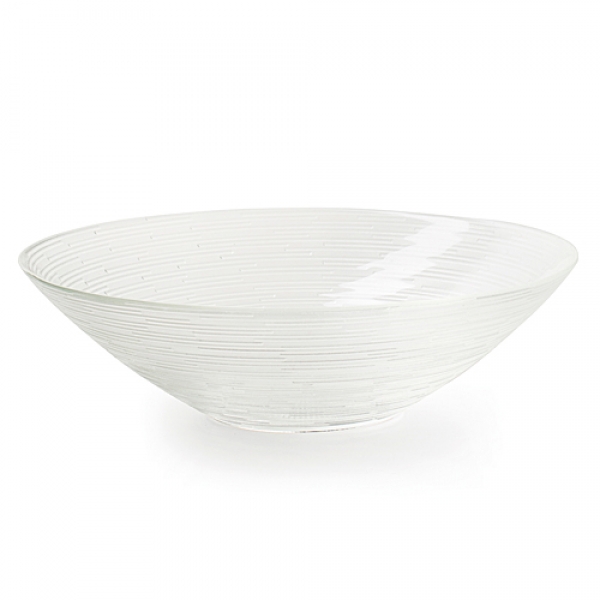 Glasschale, Dekoschale, rund mit Rillenmuster, klar, 25,5 cm.