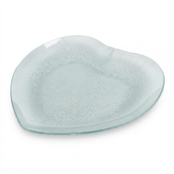 Glas Untersetzer, Schale Herz, mit Struktur in Klar, 24,5 cm.