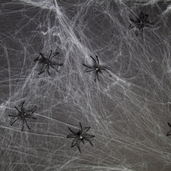 Deko Halloween Spinnennetz, Spinnengewebe mit Spinnen.