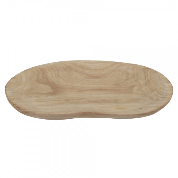 Holztablett, Gesteckunterlage, geschwungen in Hellbraun, 37,5 cm.