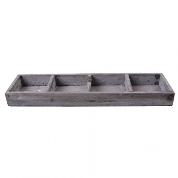 Holztablett, vierfach geteilt, grau, 34 cm